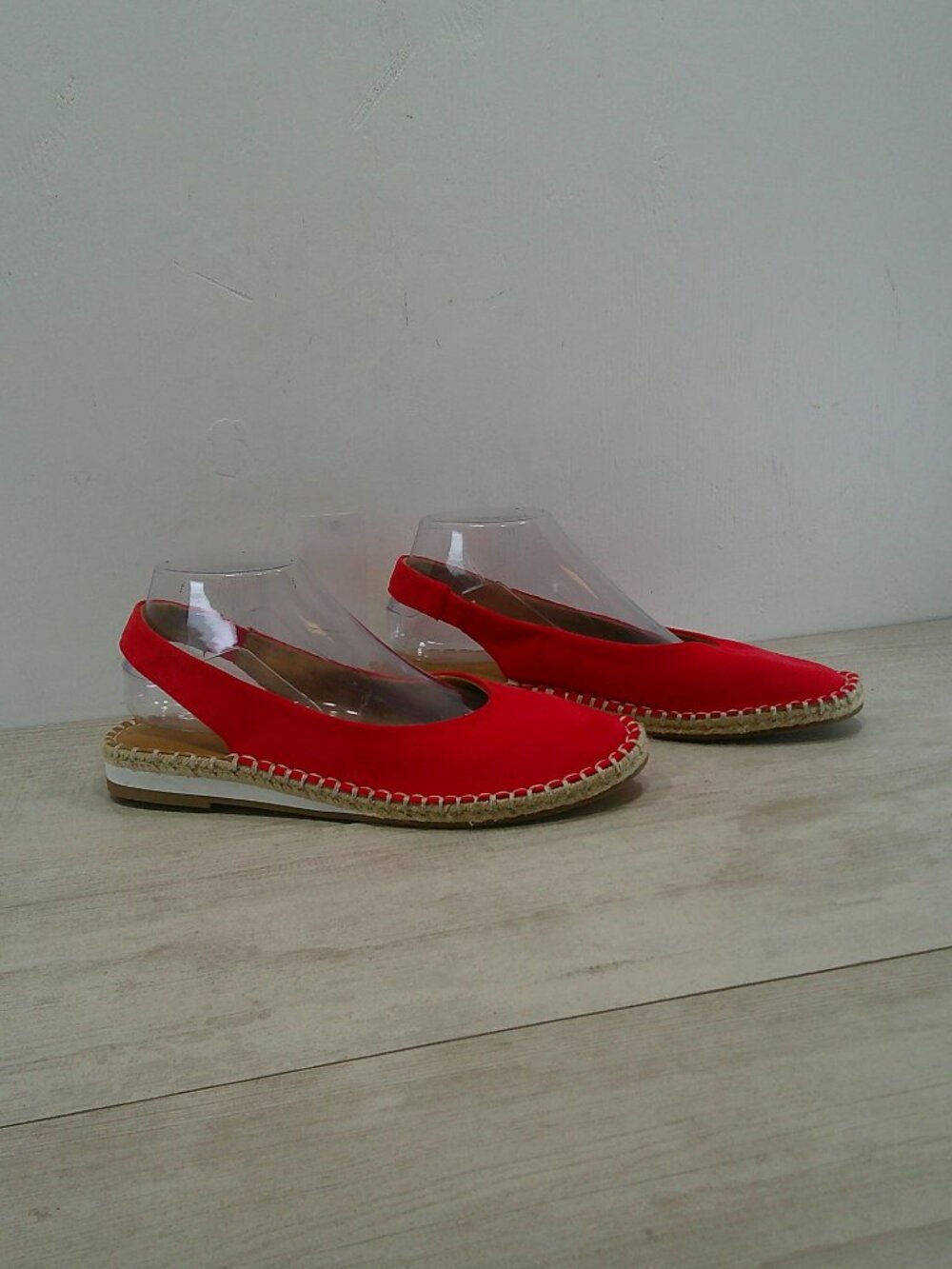 A New Day Irene Shoes Espadrille Slingback Closed Toe Comfort Red Flats Size 9 - Picture 8 of 11